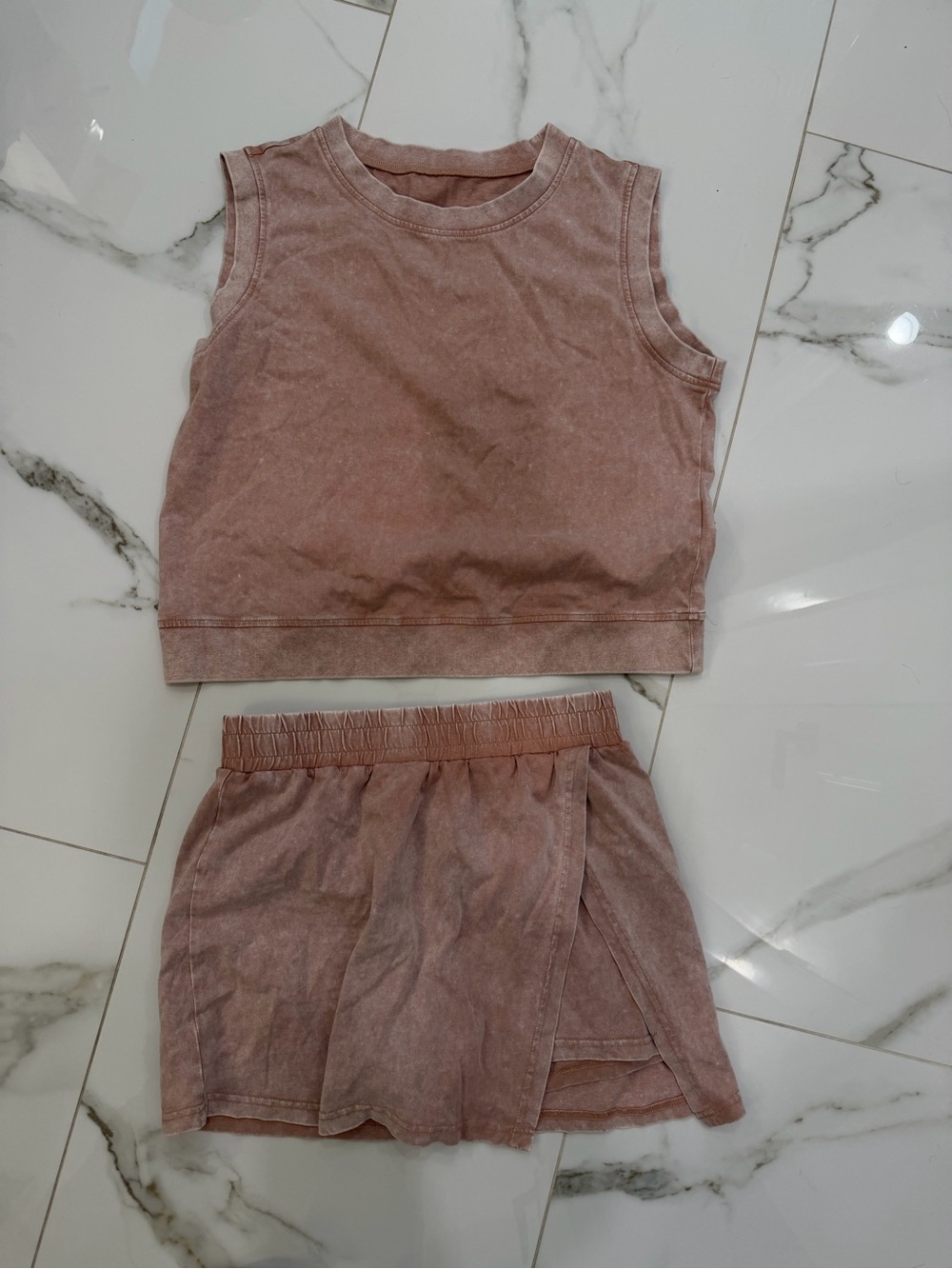 Kids Sleeveless Two-Piece Pajama Set - Dusty Rose